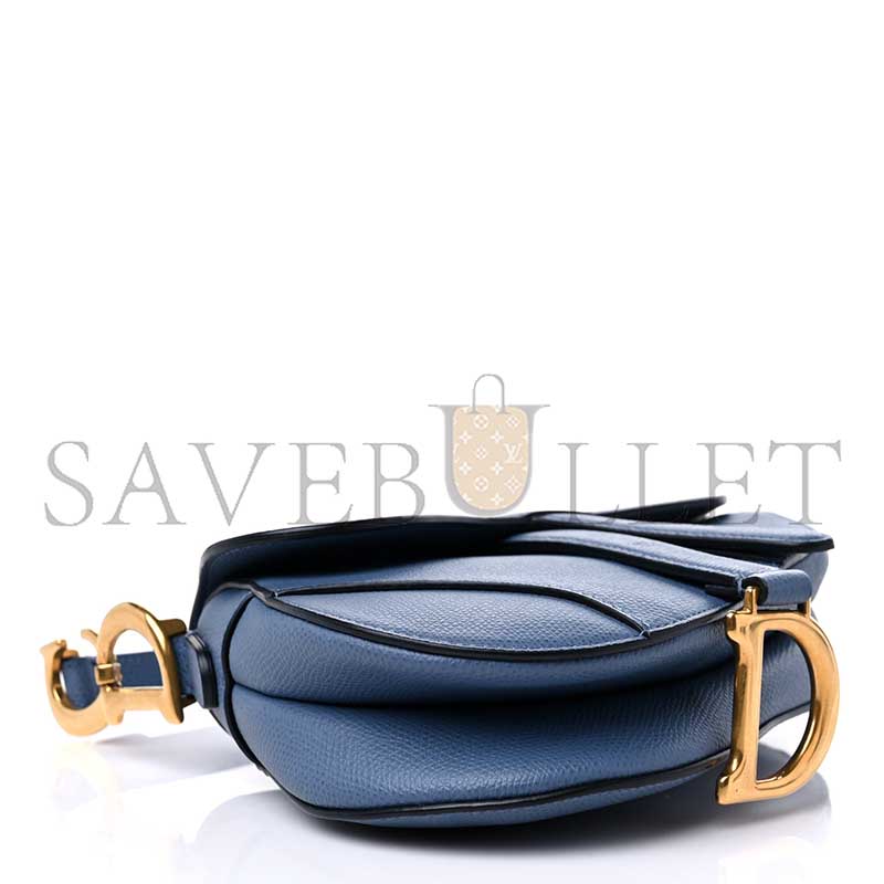 D*or grained calfskin mini saddle bag denim blue (17*15*5cm)